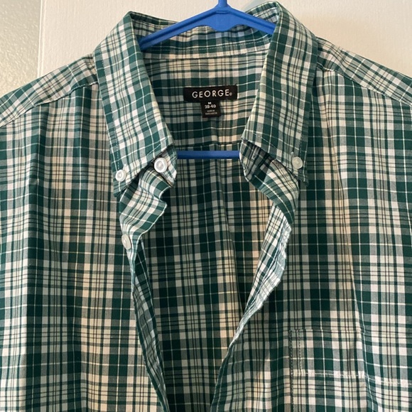 GEORGE Men’s short sleeve shirt. Sz M 38-40. Like new. Green/white - Picture 3 of 5